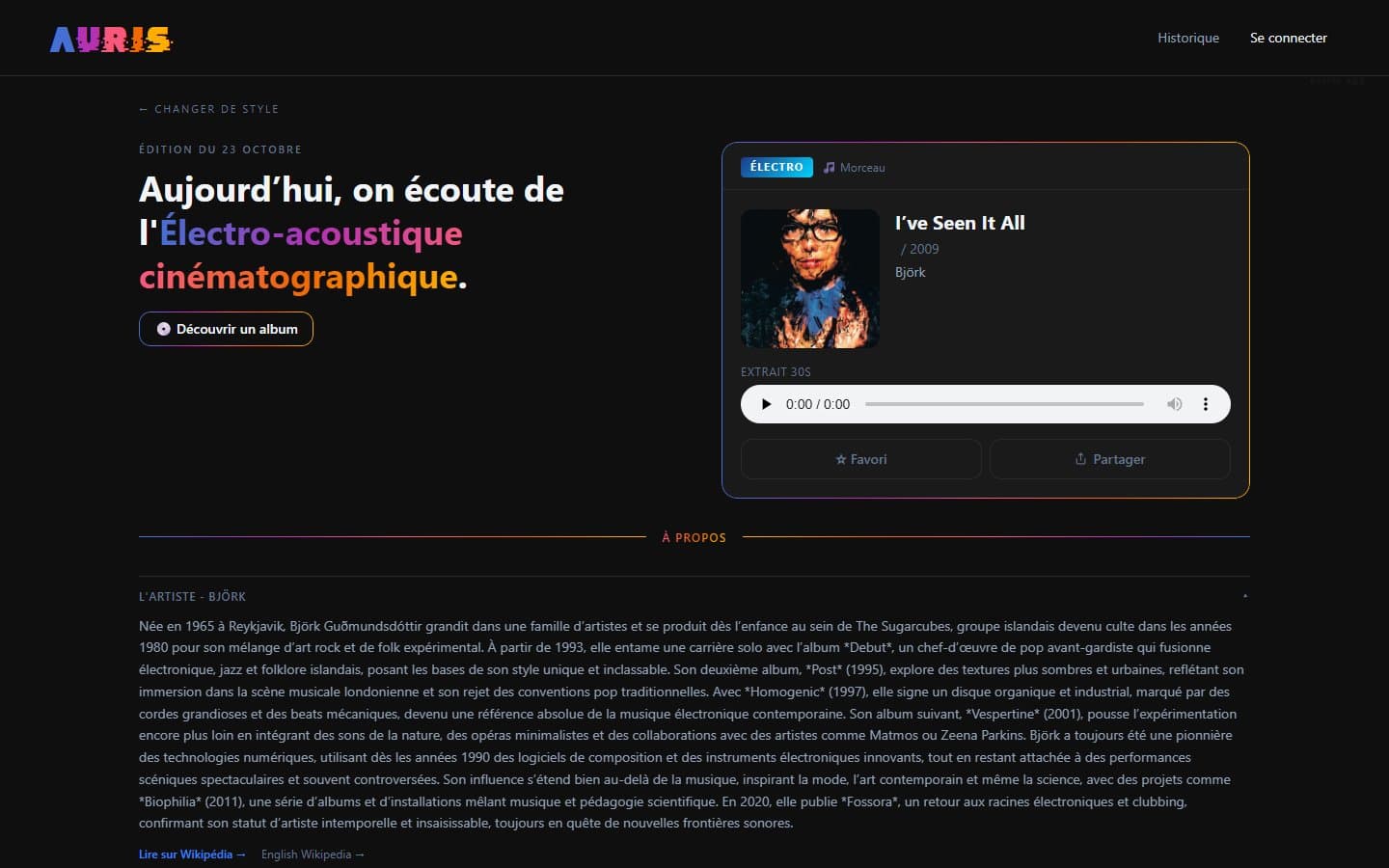 Une découverte du jour, avec extrait audio et biographie